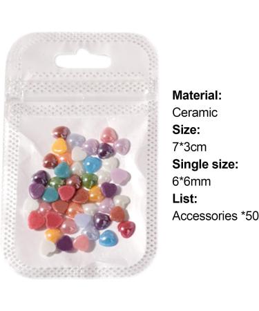 SANWOOD Nail Gems - 50 Pieces 3D Love Heart Ceramic Nail Art Decor | DIY Manicure Sequins for Women - Buy Online on GoSupps.com