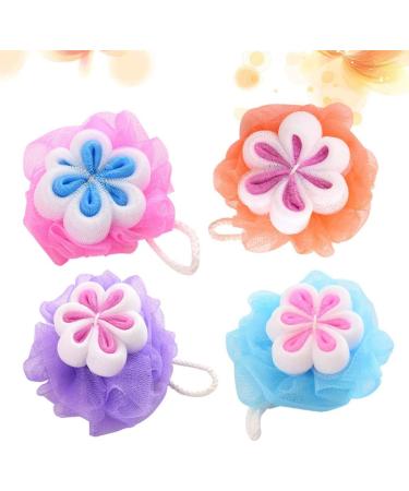 Buy Healifty Shower Sponge Balls - Unique Flower Shape Mesh Bath Scrubber for Family - 4pcs | International Shipping Available - Buy Online on GoSupps.com