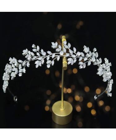 Jorsnovs Shiny Cubic Zirconia Wedding Bridal Hairband | CZ Tiara Headwear for Women - E-Silver - Buy Online on GoSupps.com