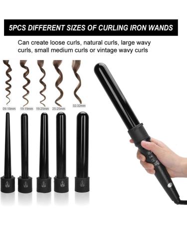 Professional Curling Iron Wand Set ABS Curling IronCeramic Hair Beauty Tool 5 in 1 Curling Iron Adjustable Temperature Curling Iron (US Plug) - Buy Online on GoSupps.com