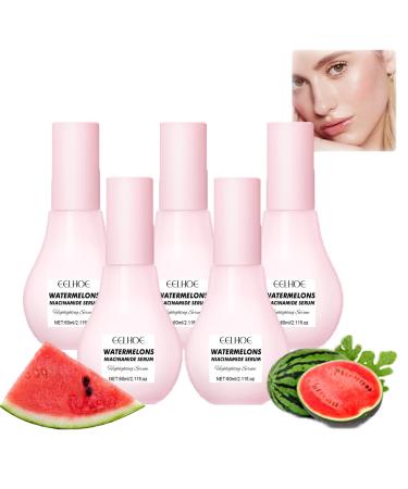 Watermelon Glow Niacinamide Moisturize Serum Watermelon Face Moisturizer Watermelon Hydrating Serum with Hyaluronic Acid Hydrating Overnight Face Skin Care Watermelon Glow (5PC)