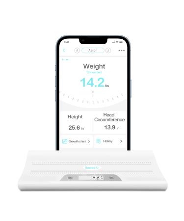 Sense-U Smart Baby Scale: Measures, Uploads, Tracks Child's Weight, Height, Head Circumference, Growth Percentage on Smartphone Directly (up to 44 lbs) -Compatible with Sense-U Baby Monitors