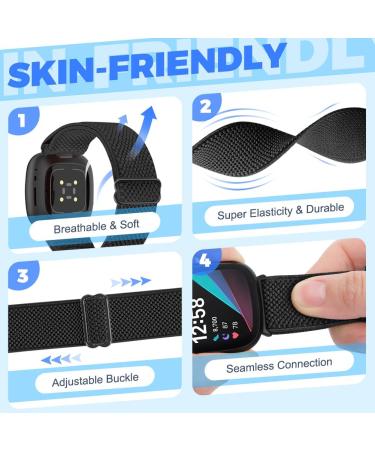 Enkic 10 Pack Elastic Nylon Bands for Fitbit Versa 3/Sense - Soft Adjustable Straps for Men and Women - Replacement Sport Loop Wristband - Black, Gray, Indigo, Purple, Wine Red, Army Green - Buy Online on GoSupps.com