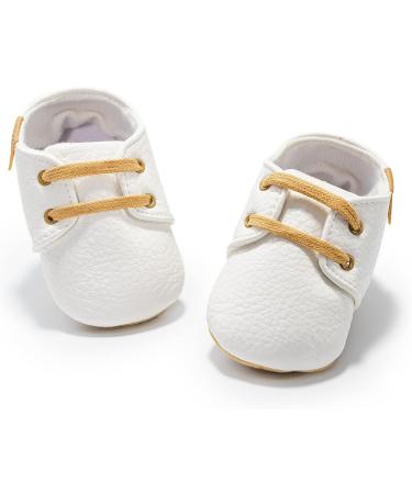 Baby First Walking Shoes Anti-Slip Oxford Loafer Flats | Toddler PU Leather Sneakers 12-18 Months White - Buy Online on GoSupps.com