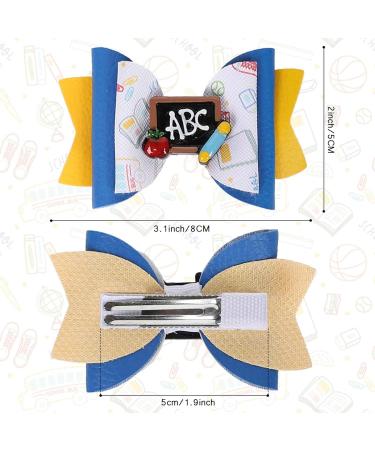 Whaline Back to School Bow Hair Clips - 6Pcs Apple Book Blackboard Hair Bows for Girls, PU Leather Hair Barrettes for Classroom, Kindergarten Students - Buy Online on GoSupps.com