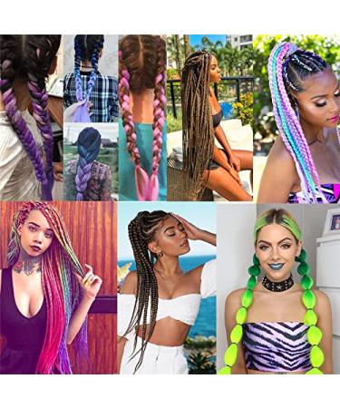 Colorfulpanda Ombre Jumbo Braid Hair Extensions - 24 Inch 100g Kanekalon for Crochet Twist - Dark Lila/Blue/Light Purple - Buy Online on GoSupps.com