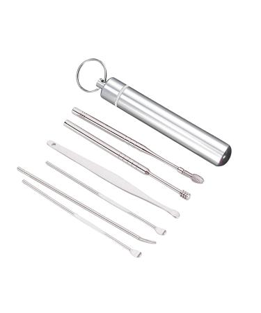 lsslmk Ear 6-in-1 Tools Ear Ear Kit Removal Cleaner Removal Earwax Wax Pick Reusable Tools & Home Improvement Heads Remover from Face (Silver One Size) Silver One Size