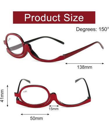 Buy Foldable Makeup Reading Glasses for Women - +1.5 Red Presbyopia Visual Aid - Buy Online on GoSupps.com