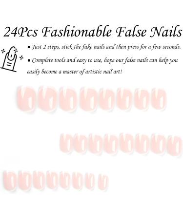 French False Nails Short 24Pcs Nude & White Press On Nails | Full Cover Stick On Nails for Women & Girls - Nail Art French Short - Buy Online on GoSupps.com