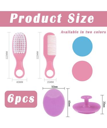 6 Piece Baby Hair Brush and Comb Set Baby Hair Brush and Comb Set for Newborns & Toddlers Natural Soft Goat Bristles for Infant Kids Perfect Baby Registry Gift(Pink Blue) - Buy Online on GoSupps.com