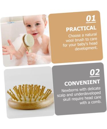 Organic Bamboo Baby Hairbrush Set for Natural Hair Care - Wooden Comb and Soft Wool Bristles for Infant Scalp and Toddler Bathing Essentials - Buy Online on GoSupps.com
