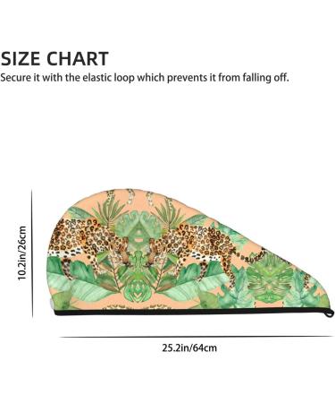 Leopard & Palm Leaves Coral Velvet Dry Hair Cap | Ideal for Home Travel Pool Parties & More - Buy Online on GoSupps.com