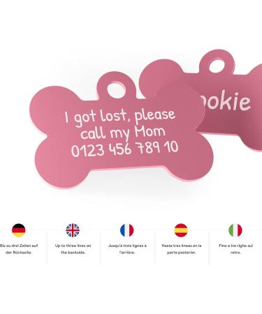 Personalized Pink Dog Tag Bone 32mm | Custom Engraving & 2 Free Key Rings - International Shipping - Buy Online on GoSupps.com