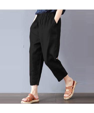 Lovely Nursling Cotton Linen Pants for Women | Elastic Drawstring Waist | Casual Loose Trousers | Black, X-Large - Buy Online on GoSupps.com