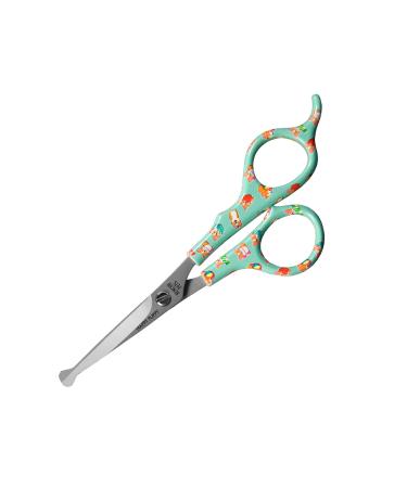 Kenchii Happy Puppy Ball Tip Shears Trimming Scissors for Dogs | Pet Grooming Puppy Essentials | Stainless Steel Grooming Scissors for Dogs | Safety Blunt Tip Scissors and Dog Grooming Tools | 5.5 In 5.5 Inch Blue