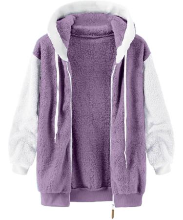 Shop Hanxiulin Oversized Plush Hoodie Coat - Elegant Winter Jacket for Women Lined & Quilted 5XL Purple - Buy Online on GoSupps.com