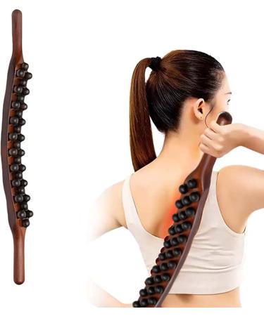 Massage Wood Stick - 3 Rows of 31 Pearl Points for Muscle Tension Relief | Body Massage Tool - Buy Online on GoSupps.com