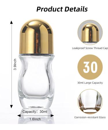 HVSSY 6 Pack Glass Essential Oil Roller Bottles - Refillable Travel Perfume Bottles with Caps & Accessories | 30ml Clear Perfume Bottles for Essential Oils & Cosmetics - Buy Online on GoSupps.com