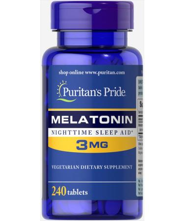 Puritans Pride Melatonin 3 mg Tablets 240 Count 240 count (Pack of 1)