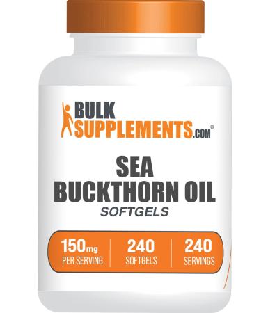 BulkSupplements.com Sea Buckthorn Oil Softgels - Sea Buckthorn Oil Supplement Omega-7 Supplement - Gluten Free 1 Softgel (150mg) per Serving 240 Softgels (Pack of 1)