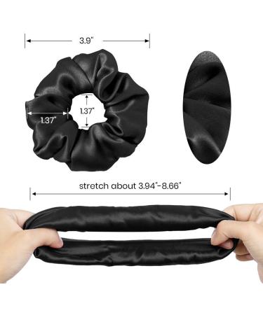 Skinny Hair Scrunchies Satin Elastic Soft Hair Ties Scrunchy Hair Bands Ponytail Girls Luxurious Scrunchie Set Silk Hair Scrunchies for Frizz Prevention (black +Creamy-White +Champagne + Bronze) - Buy Online on GoSupps.com