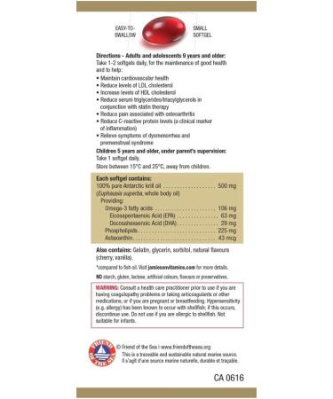 Jamieson Omega Complete Super Krill 500mg 60's 60 Softgels 60 count (Pack of 1) - Buy Online on GoSupps.com