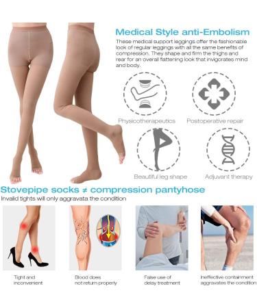 Buy Medical Compression Tights for Women | 2030 mmHg Opaque Support Hose for Edema | Open Toe Beige XXL - Buy Online on GoSupps.com