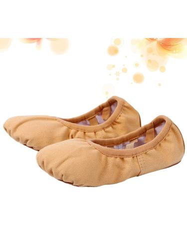 Lalafina Flat Yoga Shoes Folding Canvas Ballet Slippers for Kids | Hard Head Dance Shoes in Light Brown (Size 36) - Buy Online on GoSupps.com