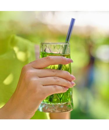 HeykirHome 6-Pack Reusable Glass Straws 8.5'' Double Colors - Straight and Bent Set with Cleaning Brushes - Ideal for Smoothies, Tea, Juice - Buy Online on GoSupps.com