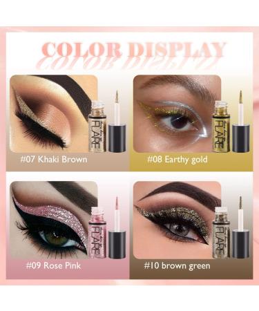10 Colors Glitter Liquid Eyeliner Eye Makeup Set - Waterproof Eye Glitter Eyeshadow in Pink, Brown, White, Gold - Long-Lasting Delineador de Ojos - 1 Count Pack - Buy Online on GoSupps.com