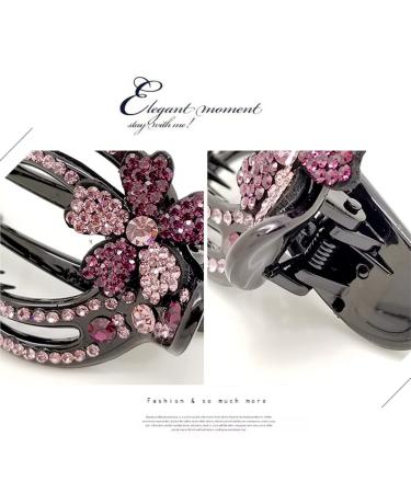 Yusier 2PCS Heart-Shaped Rhinestone Hair Clips - Plum Blossom-C | Women's Duckbill Ponytail Barrettes for Decorative Hair - Buy Online on GoSupps.com