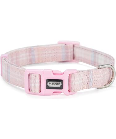 Yudote Soft Dog Collar for Small Dogs | Checkered Fabric Sensitive Skin | Light Pink (1-Pack) - Buy Online on GoSupps.com