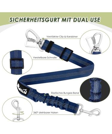 Eyin Dog Harness with Seat Belt for Car - Adjustable & Breathable | 2 Carabiner Hooks | Child Safety Seat & Trunk | Blue M - Buy Online on GoSupps.com