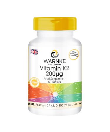 Vitamin K2 200 g - Natural menaquinone MK-7 - Vegan- 60 Tablets | Warnke Vitalstoffe