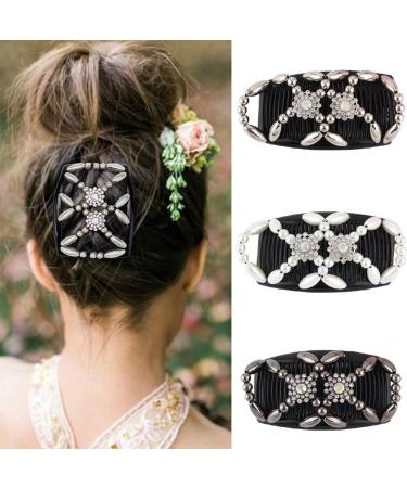 Kytpyi Double Clip Elastic Beaded Hair Combs 3PCS - Floral Hair Accessories for Women and Girls - Buy Online on GoSupps.com
