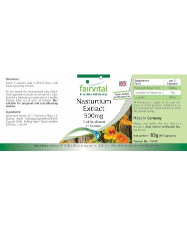 Fairvital | Nasturtium extract 500mg VEGAN - Highly dosed - 90 capsules - concentrated 4 times - Buy Online on GoSupps.com