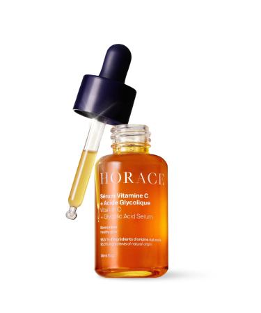 HORACE Vitamin C + Glycolic Acid Face Serum for Men Brightening Facial Treatment for Dull Skin Radiance Boost and Even Complexion Vegan Skincare for All Skin Types Unscented 30ml