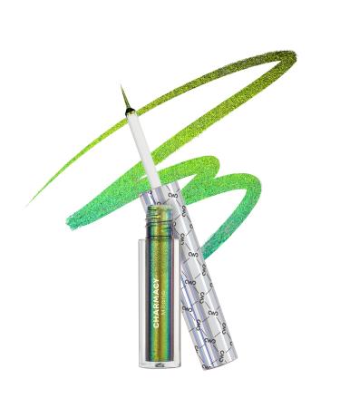 CHARMACY Chameleon Eyeliner Liquid Liner  Glitter liquid eyeliner waterproof  Metallic Intense Color Shifting Colorful Eyeliner  Long wearing Ultra-Fine Tip Smudge-proof YELLOW GREEN INDIGO 906 906 YELLOW GREEN INDIGO