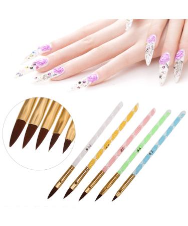 5 Piece Nail Art Liquid Powder Brush Set - UV Gel Carving Pen & Acrylic Handle Manicure Tools Kit for Professional Nail Designs | International Shipping Available - Buy Online on GoSupps.com