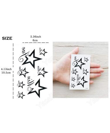 Yesallwas Cute Black Moon Sky Stars Temporary Tattoo 6 Sheet Set - Waterproof Art Fake Tattoo Stickers for Women, Kids & Body - Trendy Galaxy Design - Buy Online on GoSupps.com