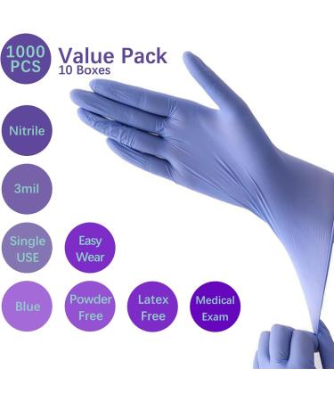 Dr.GreenPanda Blue Nitrile Medical Exam Gloves - 1000pcs, Latex&Powder Free, 3mil, Medium - Ideal for Healthcare, Food Prep, Cooking, Cleaning - Multipurpose Gloves - Buy Online on GoSupps.com