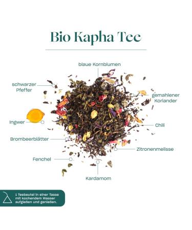 Buy Bio Kapha Tea - 25 Bags of High-Quality Ayurvedic Herbal Tea with Ginger Black Pepper & Fennel | Certified & Sustainable - Buy Online on GoSupps.com