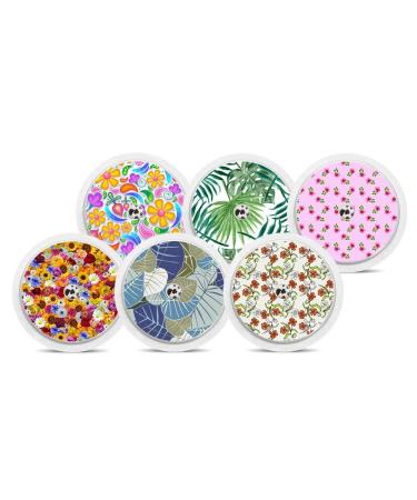 Diasticker - Stickers for Freestyle Libre 2 Sensor - Set of 6 "Flowers"