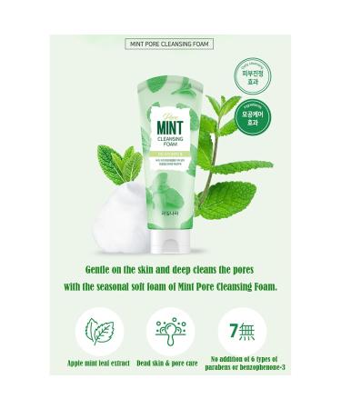 Korean Mint Pore Cleansing Foam - 4.58oz (130g) | Pore Care & Moisturizing Facial Cleanser - International Shipping Available - Buy Online on GoSupps.com