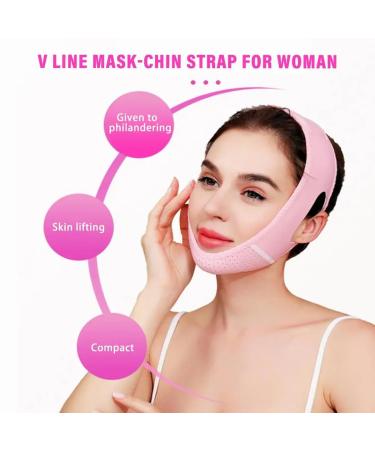 Double Chin Reducer - V-Line Face Slimming Strap & Neck Lift Support Mask (Pink) | Adjustable Compression Tape for Face Shaping - Buy Online on GoSupps.com