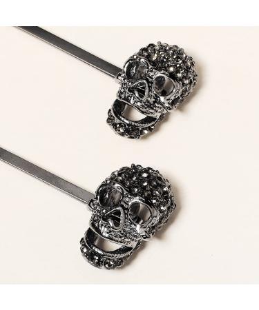 Xerling Halloween Black Skull Bobby Pins - Retro Rhinestone Hair Clips for Girls and Women - Buy Online on GoSupps.com