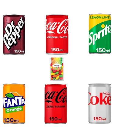 6 Mini Assorted 150ml Stunning Soft Drinks with a Mint Bonus In Exciting 24 Packs (Each 4) To Satisfy Your Soda Cravings Sold By VR Angle All_Mix_24Pk - Buy Online on GoSupps.com
