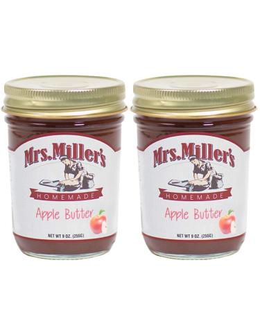 Mrs. Miller's Amish Homemade Apple Butter 9 Ounces - Pack of 2 (No Corn Sugar)