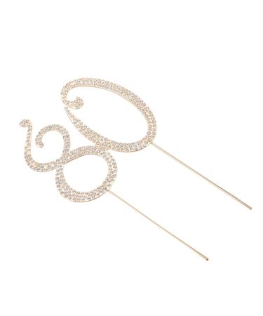 Digital Cake Insert Cocktail Decorations Cake Topper Ornament Bridal Decorations Wedding Topper Wedding Decorations Glitter 80 Accessories Large Alloy Rhinestone Material Golden 21X12CM