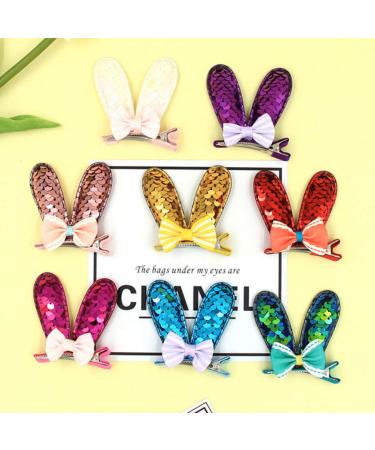 Minkissy 8-Piece Rabbit Baby Girl Hair Accessories | Easter Sequin Hair Clips & Bowknot Loops for Toddlers - Buy Online on GoSupps.com
